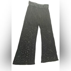SCANDAL  Black Crochet Pants Wide Leg Made in Italy | Lined with Inner Shorts